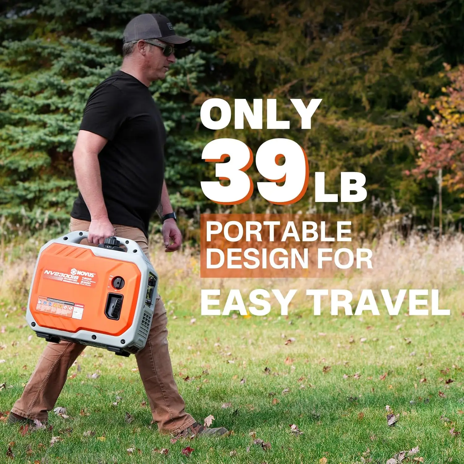 2300-Watt Portable Gas Inverter Generator With CO Sensor, Super Quiet & Lightweight for Outdoor Camping, Low Oil Shutdown