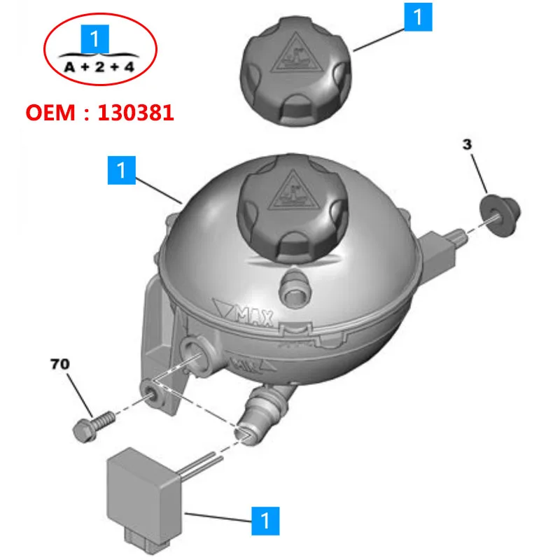 

130381 Для Peugeot 3008, 508, 5008, Citroen C4 Picasso, DS5: Оригинальный новый бачок расширительный, бачок для антифриза