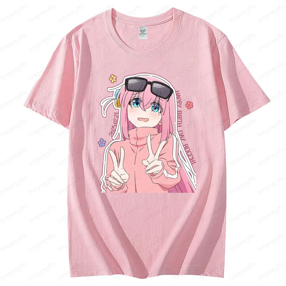 BOCCHI THE ROCK Cute Bocchi Printed T-shirt Men Women Summer Daily Life Cotton Tee Tops Rock and Roll Lover Short Sleeve
