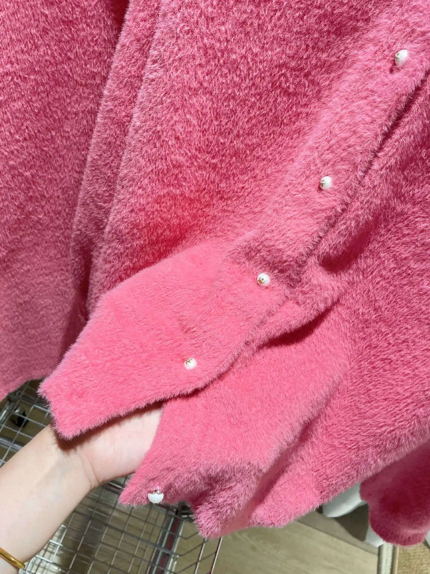 Pink Sweet Half-Fleece Women's Set Autumn/Winter Wearable Homewear Long-Sleeved Round Neck Cardigan Top + Trousers 2-Piece Set