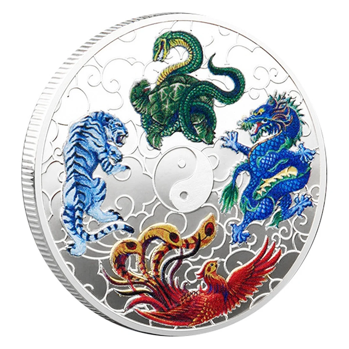 1PCS Ancient Mythical Creatures Lucky Coin Lottery Ticket Scratcher Tool Silver