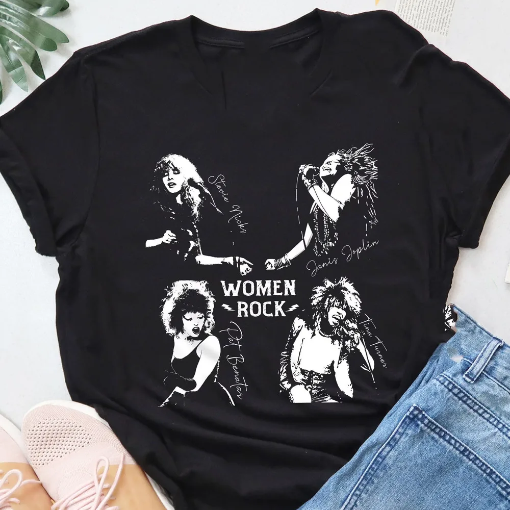 Women Rock Janis Joplin Pat Benatar black short sleeve T-shirt S-5Xl 1F182 Anime pattern clothing high quality 100% cotton 