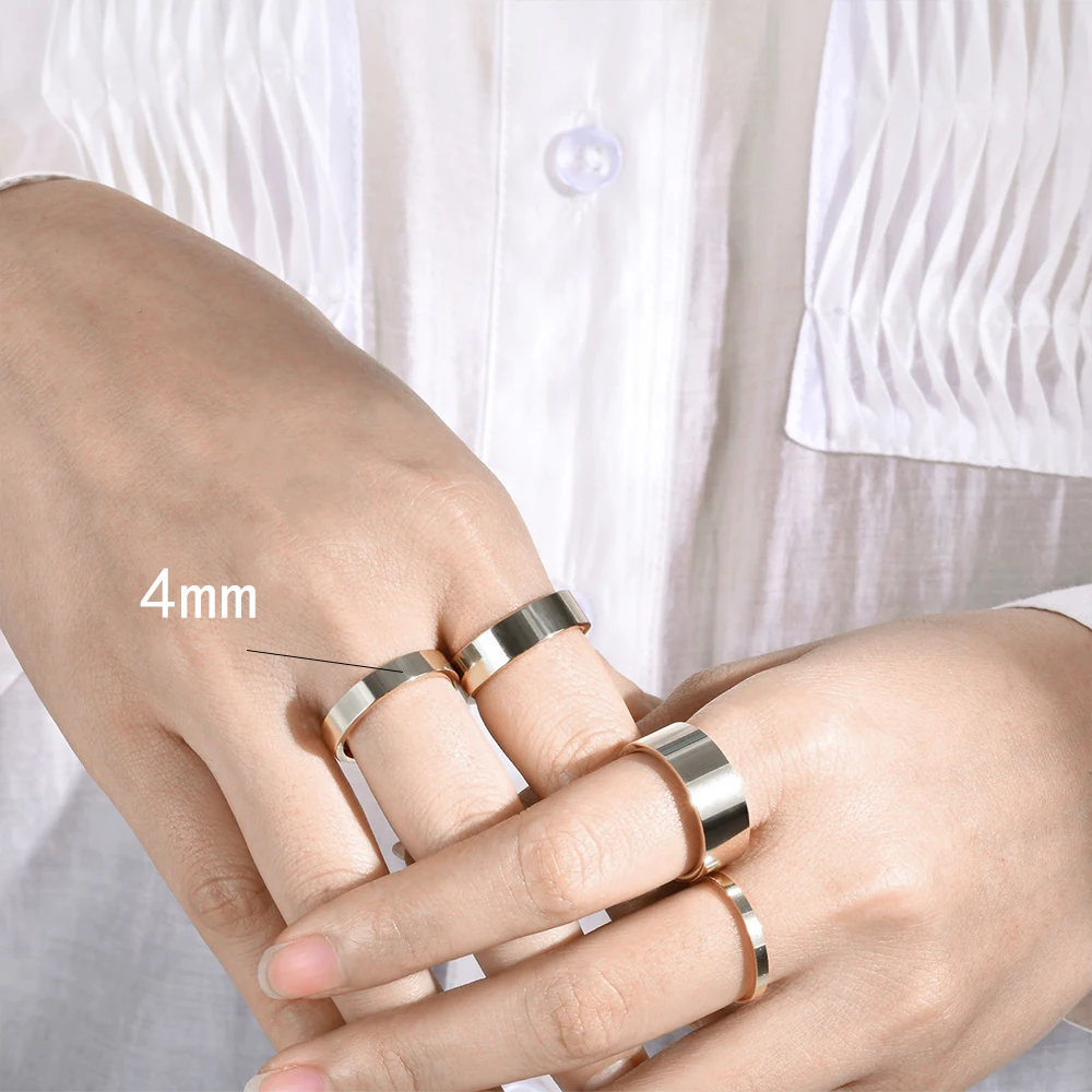 Classic Ring Stainless Steel For Men Women 4mm High Polish Inner Curved High Quality Simple Boy Finger Jewelry #7 -#13