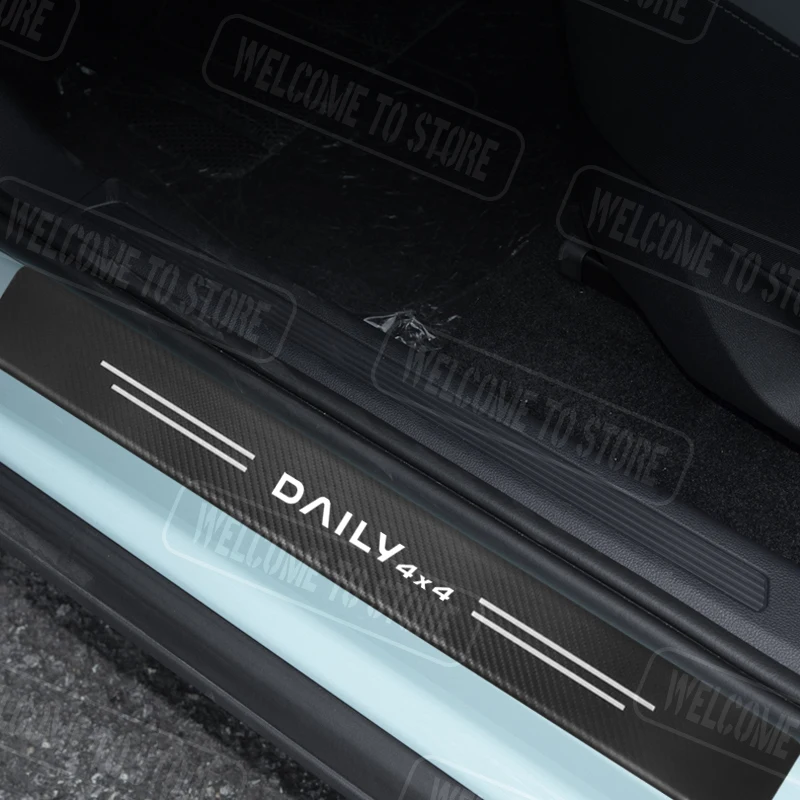 4/5 قطعة ل IVECO اليومية S-WAY T-WAY X-WAY DAILY 4X4 شعار السيارات عتبة الباب ألياف الكربون سيارة ملصق حامي الجذع الباب الخلفي