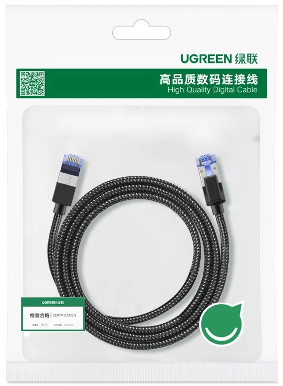 UGREEN Cat 8 イーサネットケーブル 高速編組 40Gbps 2000Mhz ネットワークコード Cat8 RJ45 シールド付き屋内用ヘビーデューティー LAN ケーブル
