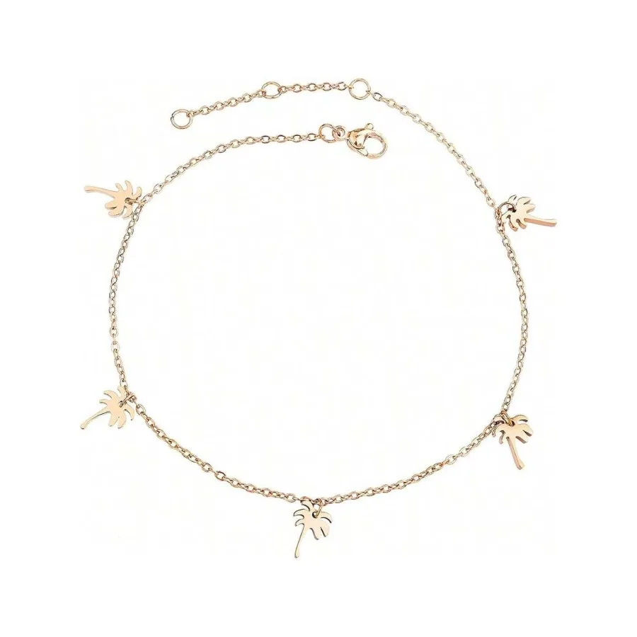 

Lauren-Spencer Tree Anklets Women Silver Gold Plated Beach Ankle Bracelets Tree Charm Anklet Adjustable Boho Summer Foot Jewelr