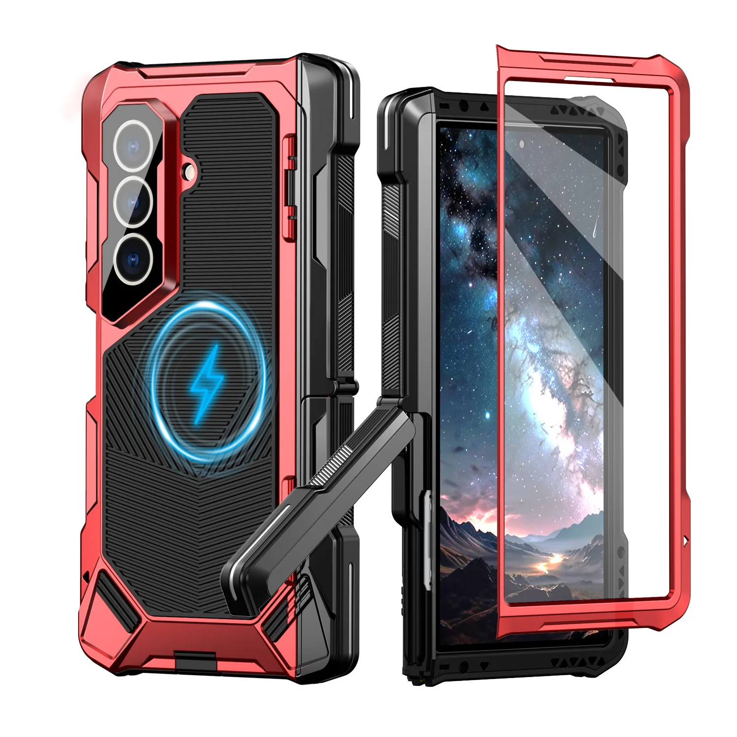Rugged Armor 360 Full Mobile Phone Case For Samsung Galaxy Fold 8 7 Fold8 Ultra Fold7 Metal Aluminum Shockproof Cover
