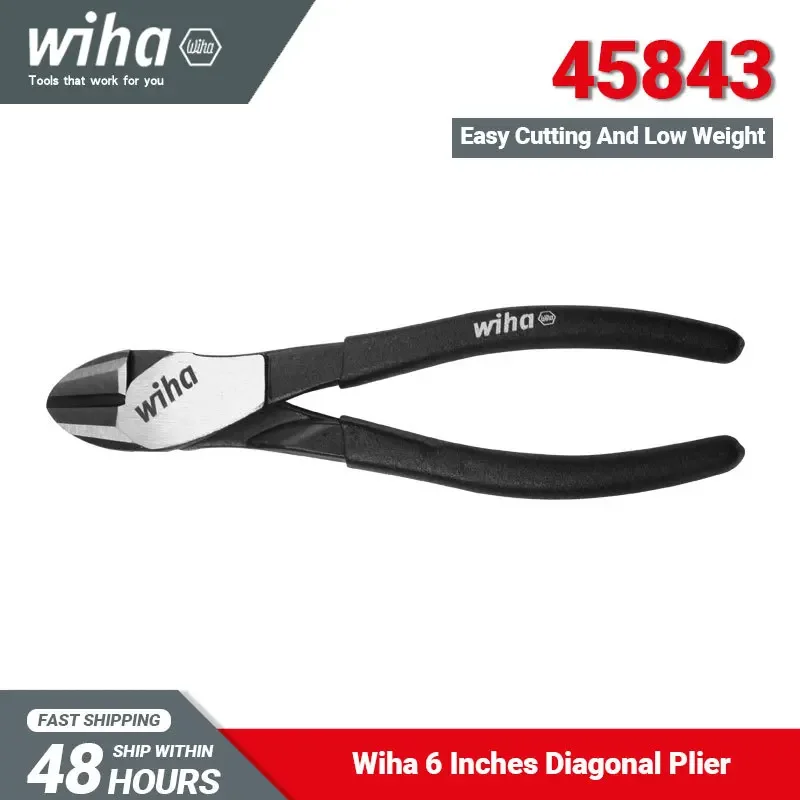 

Wiha 45843 Black Forest Diagonal Pliers 180mm Long Patented-design Labor-saving Cable Cutter for Harder Steel Wires Iron Wires