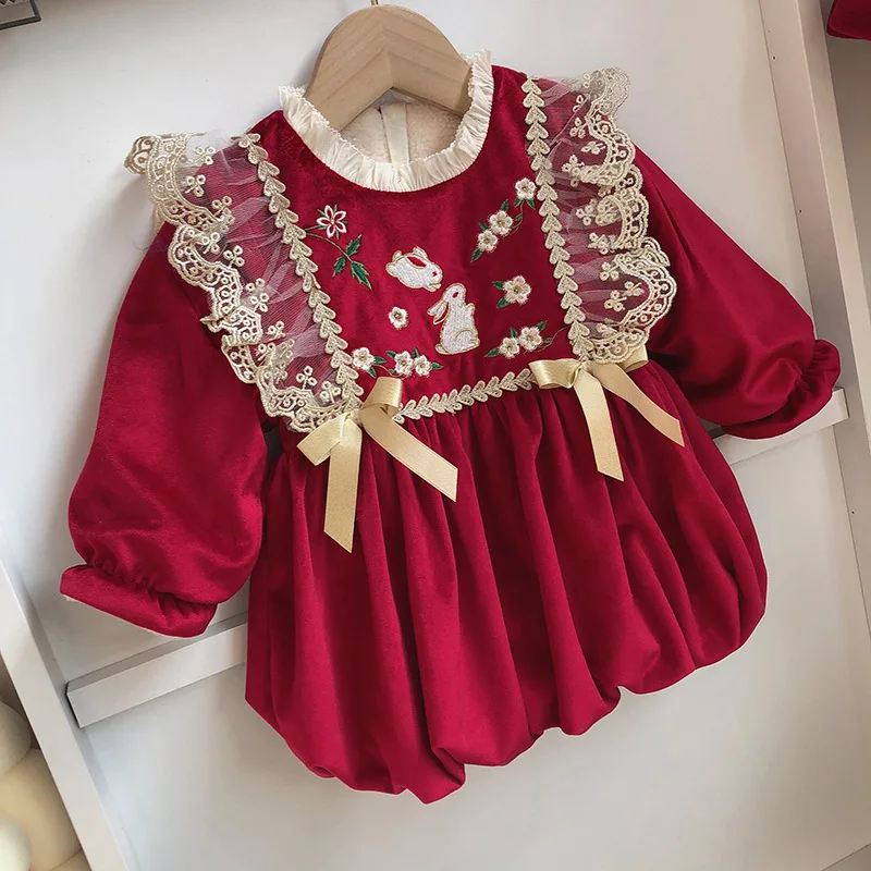 

Josaywin Baby Girl Lolita Princess Ball Gown Spanish Vintage Velvet Winter Cute Kids Dresses Vestidos Baby Children Dresses