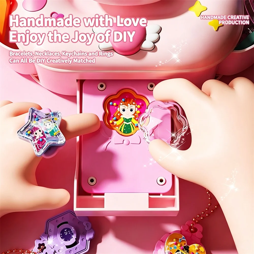 Kids Rabbit DIY Charm‑Decor Card Crossbody Shoulder Bag Set, Girls Handmade Jewelry Keychain Craft Kit with Stickers Accessories