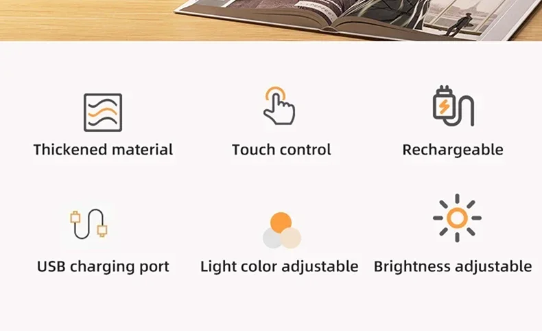 Portable LED Wireless Touch Desk Lamp Rechargeable Table Light 3 Colors Dimmable Bedside Creative Ambient Lamp for Room Decor