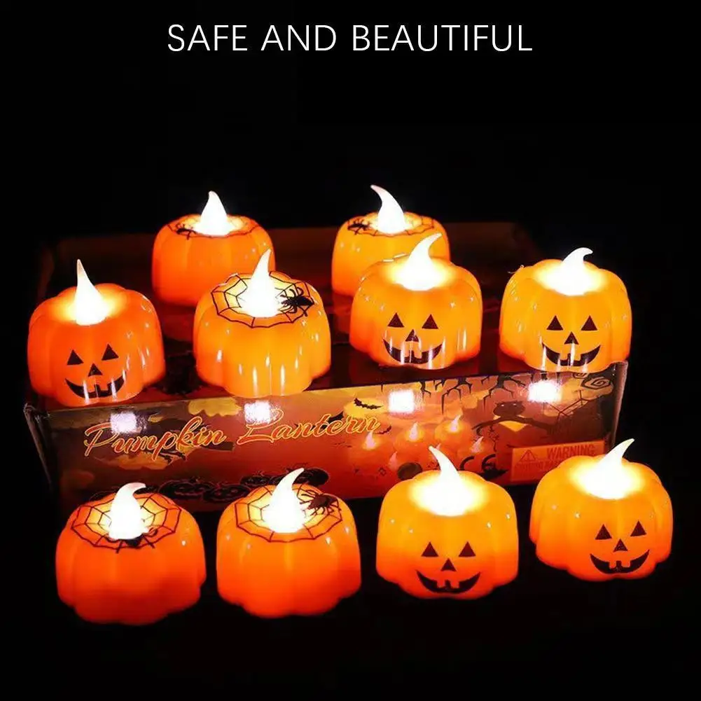 Halloween Pumpkin Lights LED Electronic Candle Lights Home Bar Haunted House Decoration Halloween Scary Props Night Lights