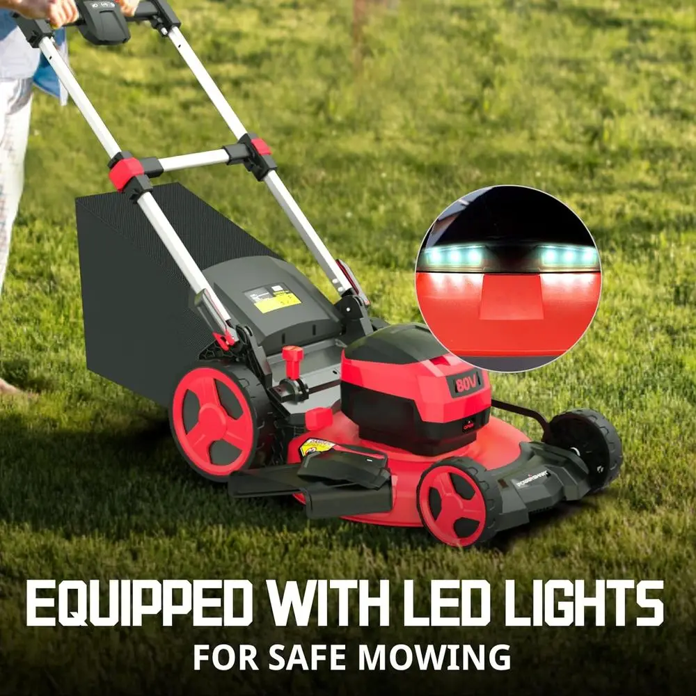 Mesin Pemotong Rumput Tanpa Kabel 22 80V, 3-in-1 dengan Baterai Li-ion 6.0Ah dan Pengisi Daya