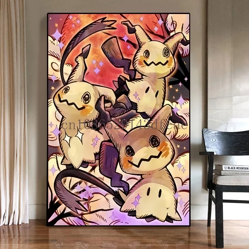 Classic Pokemon HD Canvas Painting Anime Figures Mimikyu Poster Print Watercolor Wall Art Picture Modern Home Decor Kids Gifts