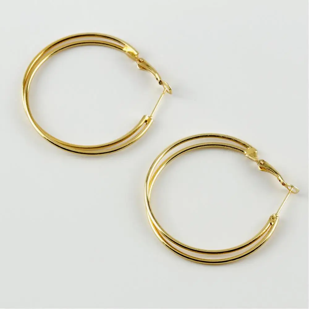 Double Row Locked Loop Earrings (4 cm)