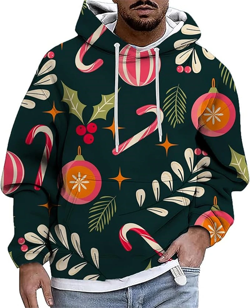 سنة جديدة سعيدة عيد الميلاد ملابس رجالية ثلاثية الأبعاد طباعة عيد الميلاد طفل هوديي الرجال هوديي الرجال فضفاضة عادية موضة المتضخم المرأة هوديي