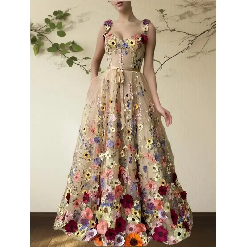 

Элегантное женское свадебное платье с цветочной вышивкой и поясом, романтический осенний наряд, рукав три четверти