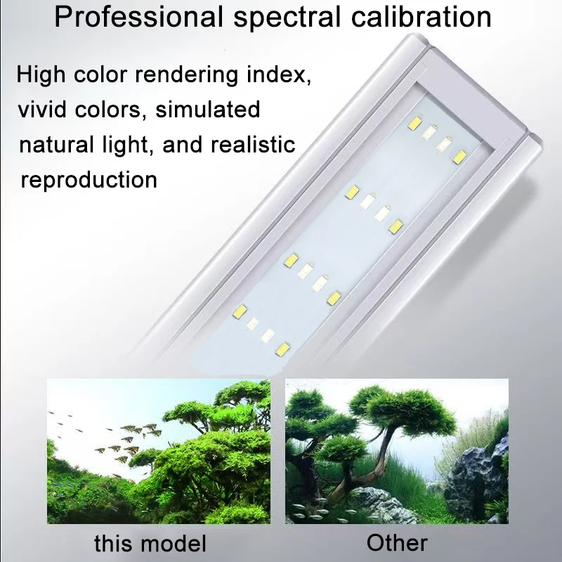 Aquarium LED Fischbecken-Beleuchtung, 3-Farben Vollspektrum Einstellbare Wasserpflanzen-Lampe, Teleskopische Clip-On-Leuchte für 18-75cm Aquarien – Detail 9