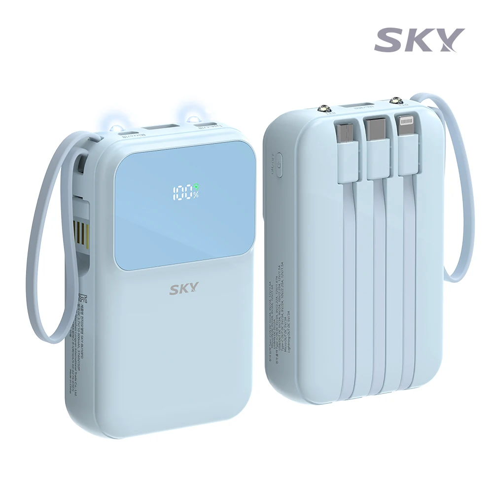 Sky Fill 5in1 22.5W 10000Mah Lcd مستوى الإشارة عالية السرعة السلكية/المتكاملة المحمولة المساعدة البطارية C نوع 8-Pin 5-Pin #2
