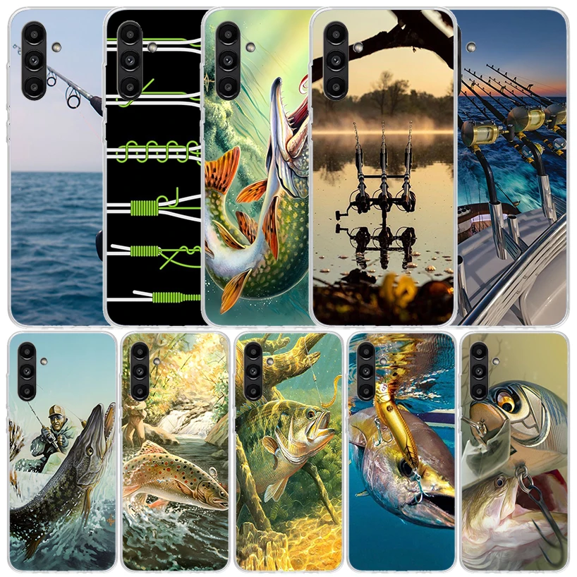 Carp Fish Fishing Rod Hook Cover for Samsung Galaxy A17 A37 A57 A16 A26 A36 A56 A15 A14 A55 Phone Case A13 A53 A25 A35 A24 A34 A
