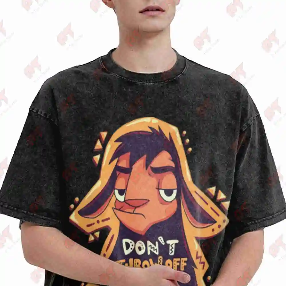 Don't Throw Off My Groove Llama Kuzco Cartoon Emperor Alpaca Vintage Washed Tee Pure Cotton T-Shirt