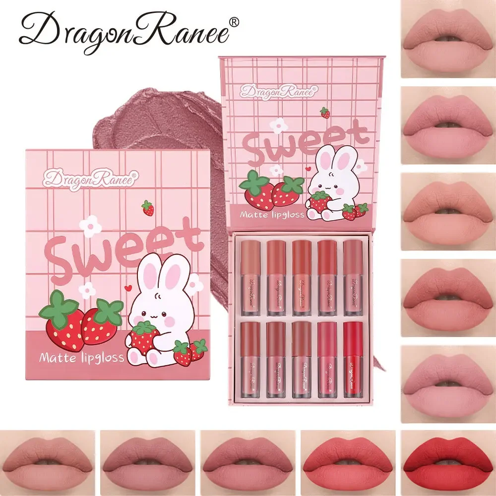 10pcs Long Lasting Matte Lip Gloss Waterproof Highly Pigmented Liquid Lipstick Non Stick Makeup Set