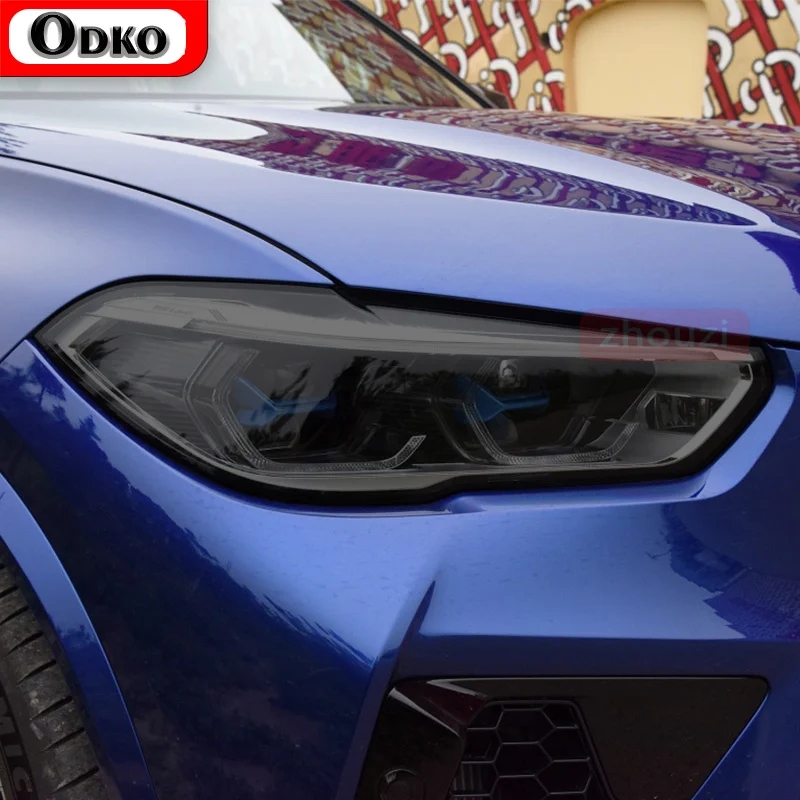

2 Pcs For BMW X5 F15 M F85 G05 Car Headlight Tint Black Protective Film Vinyl Protection Transparent TPU Sticker Accessories