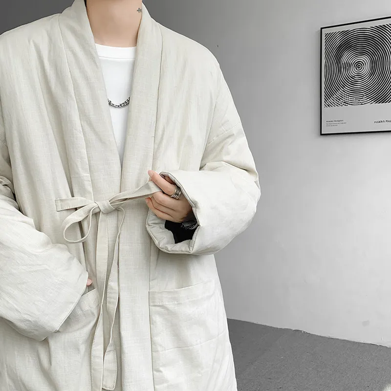 

New 2025 Winter Thiened Cotton Jaet Men's Loose Fit Retro Zen Sle Trendy Cotton Coat Large Size Youth Casual Wear