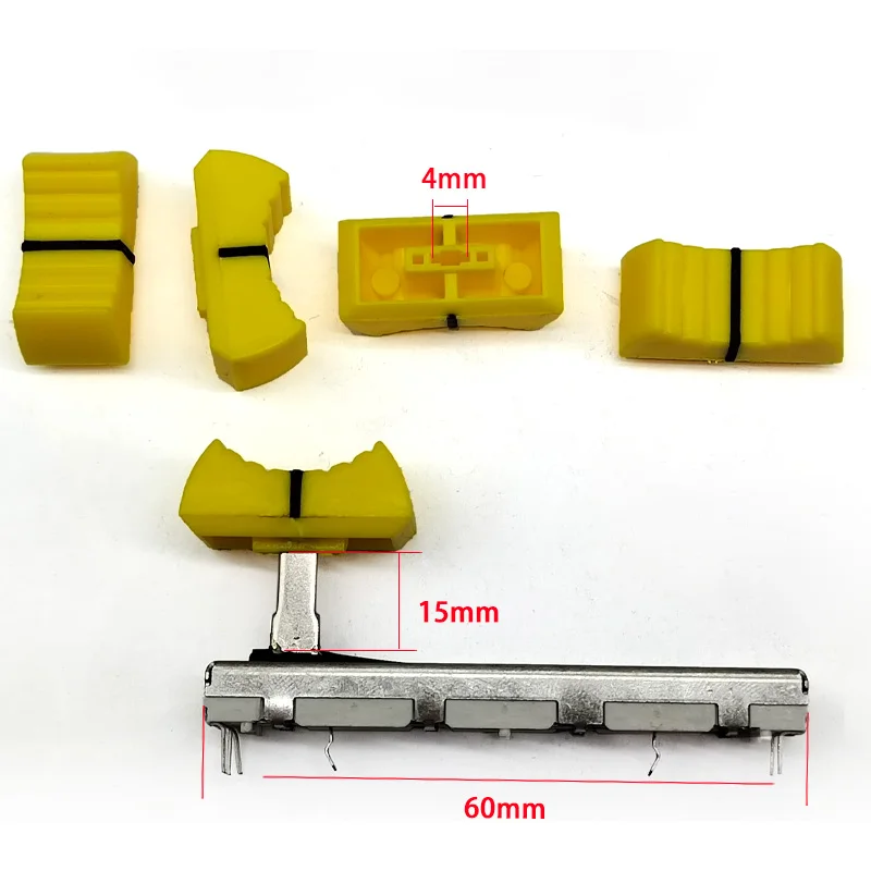 2PCS SC4580GH 60mm sliding potentiometer B10K handle length 15mm mixing console dual channel pusher Yellowr hat