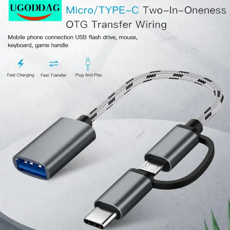 2 In 1 USB 3.0 OTG Adapter Cable Type USB C Micro USB To USB3.0 Interface Converter For Huawei Xiaomi Cellphone Charging Line