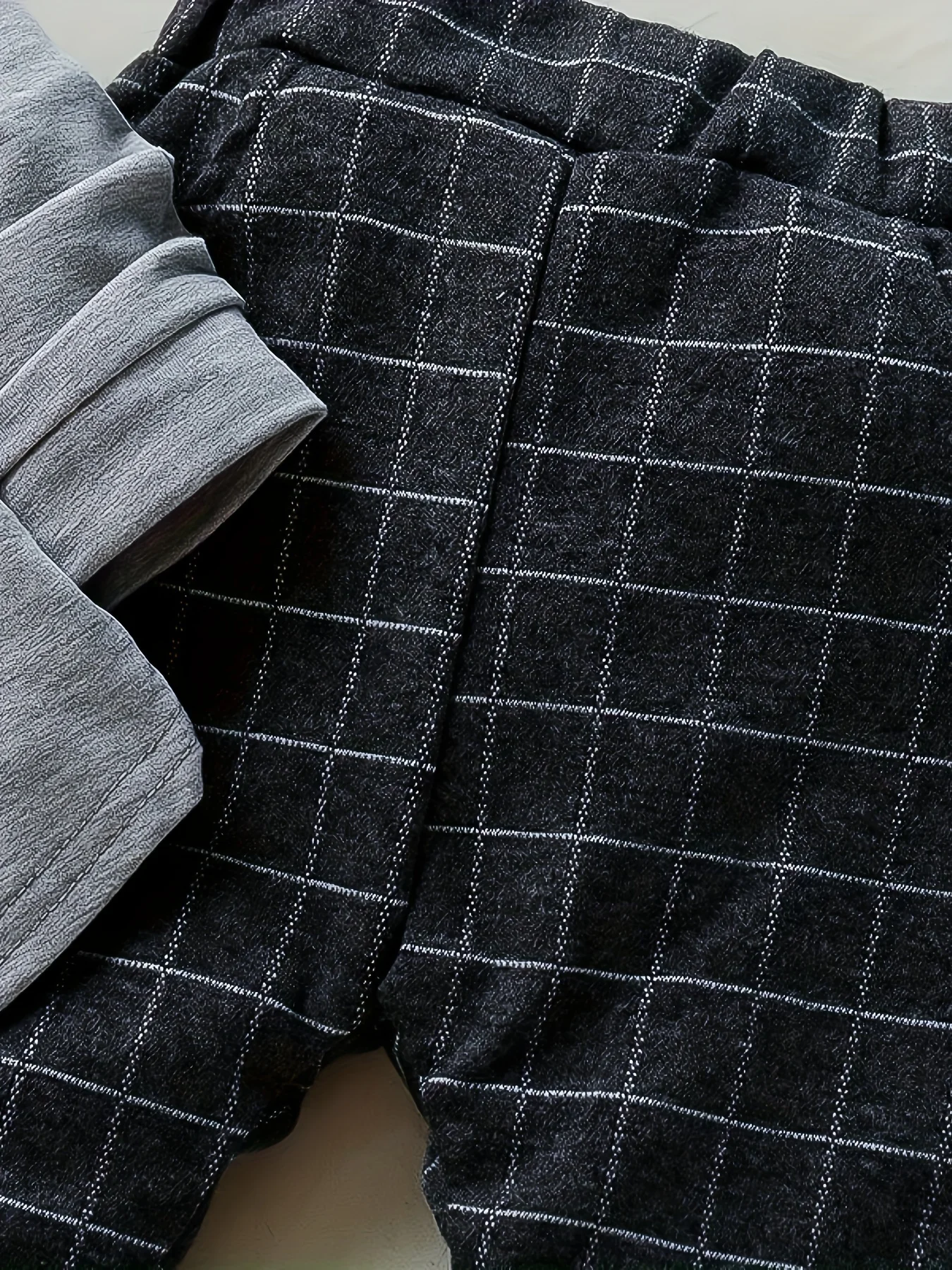 3-teiliges Gentleman-Outfit für Kleinkinder, Jungen, Revers-Langarmhemd, gestreifte Krawatte, karierte Hose mit elastischem Bund, formelle Freizeitkleidung für Kinder – Detail 4