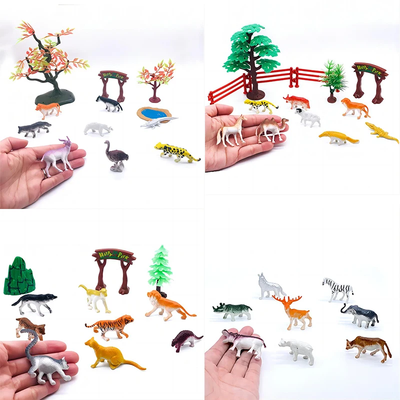 96pcs Animal Model Wild Jungle Zoo Plastic Action Figures Tiger Lion Collection Model Doll Educational Toy for Children Gift