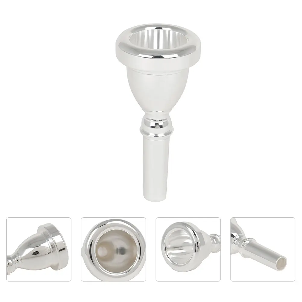 

CNC 14mm Silver Plated Mouthpiece Durable Tubular Part for Tuba Smooth Surface Easy Cleaning Musical Instrument Accessory Brass