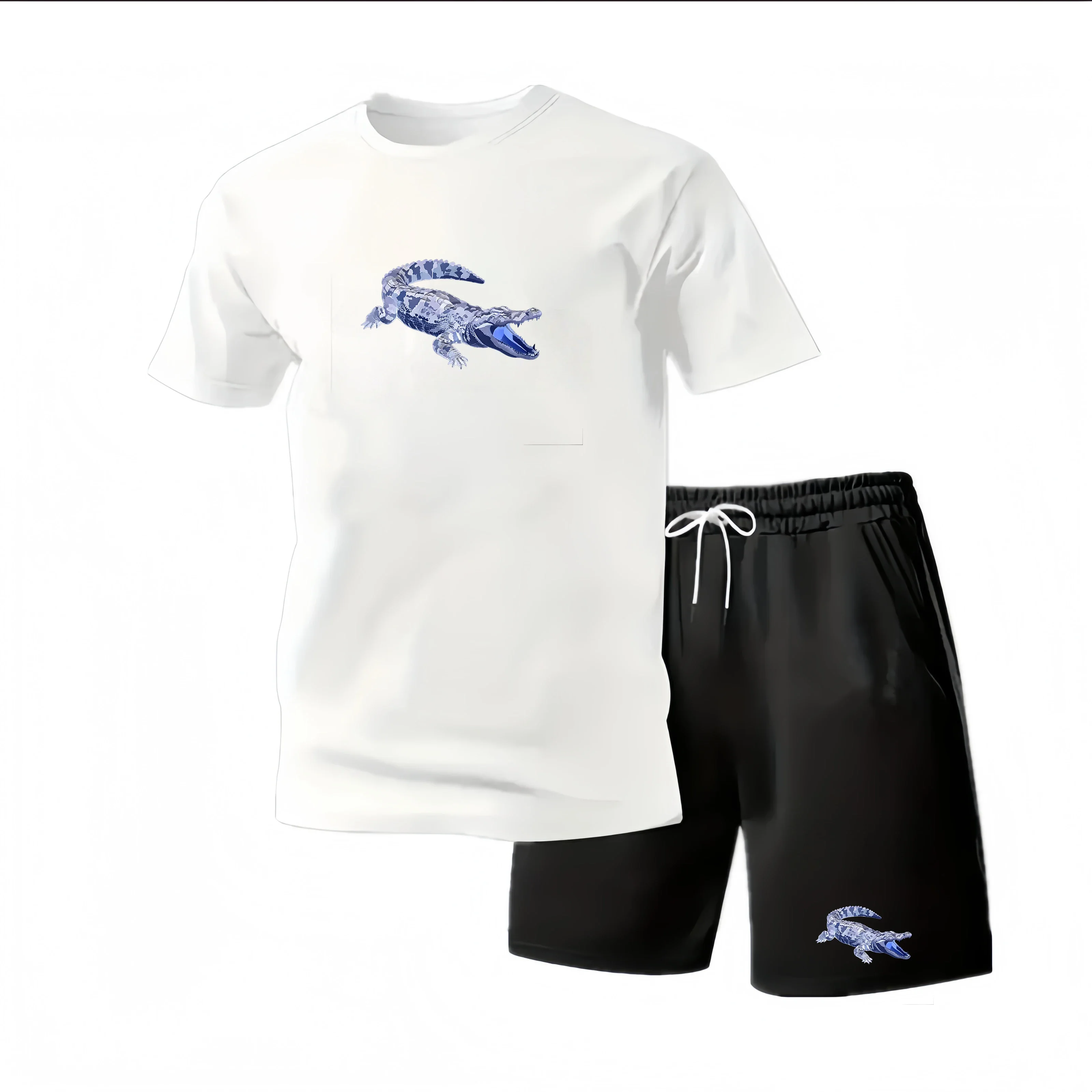 New Summer Sportswear Men's Suit Fashion Two-Piece Sports Fitness Running Casual Quick Drying Short Sleeved Shorts Set Men view 5