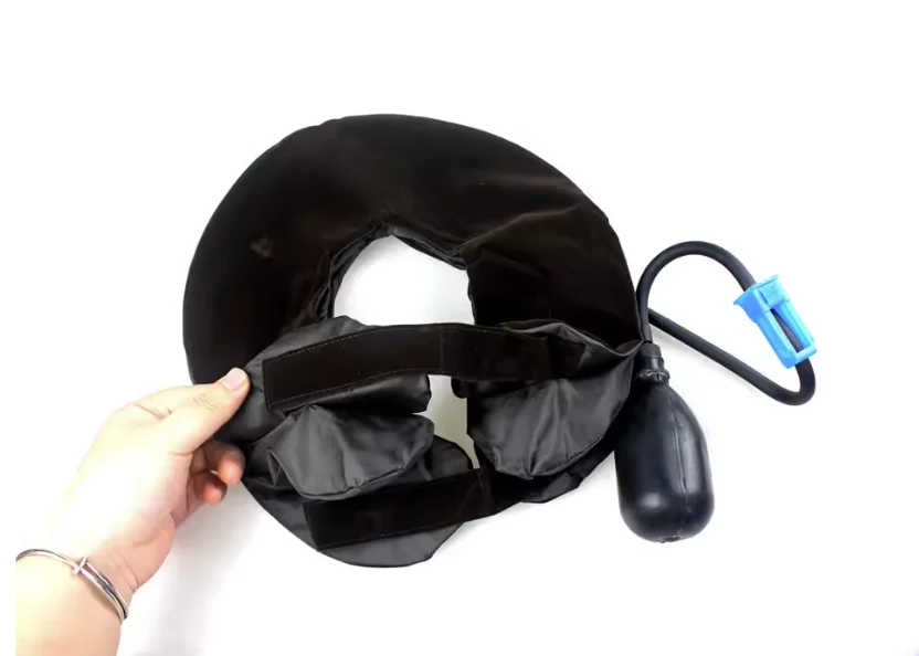 Cervical Vertebra Tractor Massager Nap Pillow Traction Massage Neck Back Shoulder Pain household Velvet Three-tube Inflatable