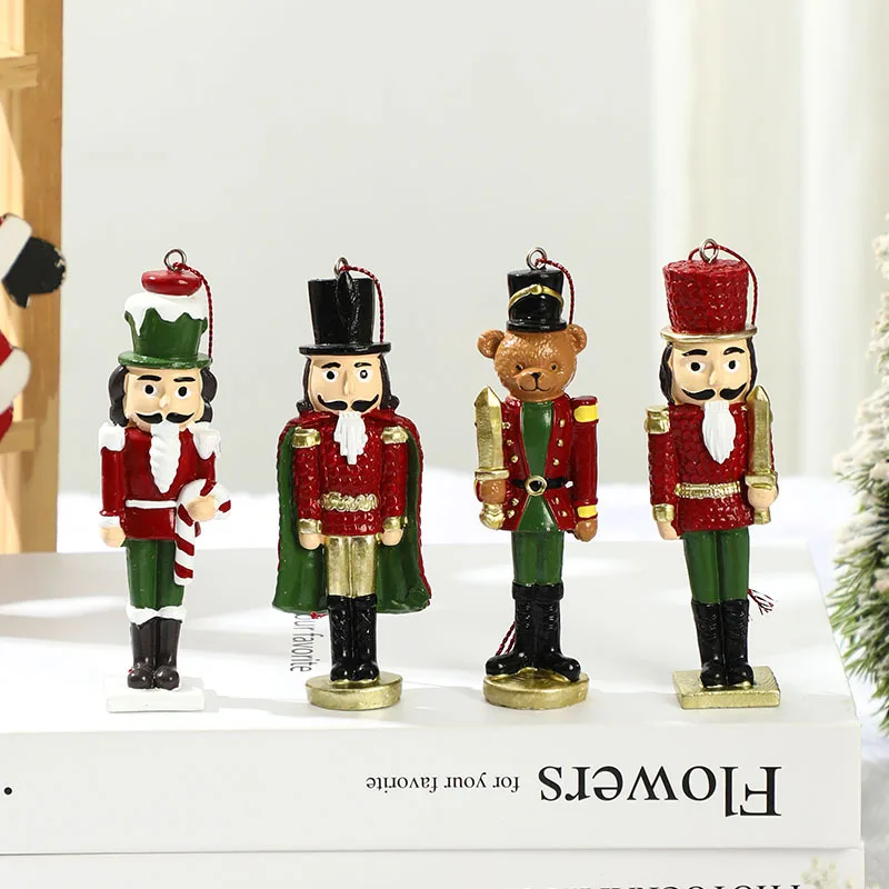 Weihnachten Cartoon Stehende Nussknacker Spieluhr Harz Kleine Anhänger Weihnachtsbaum Ornament Soldat Dekoration Geschenk