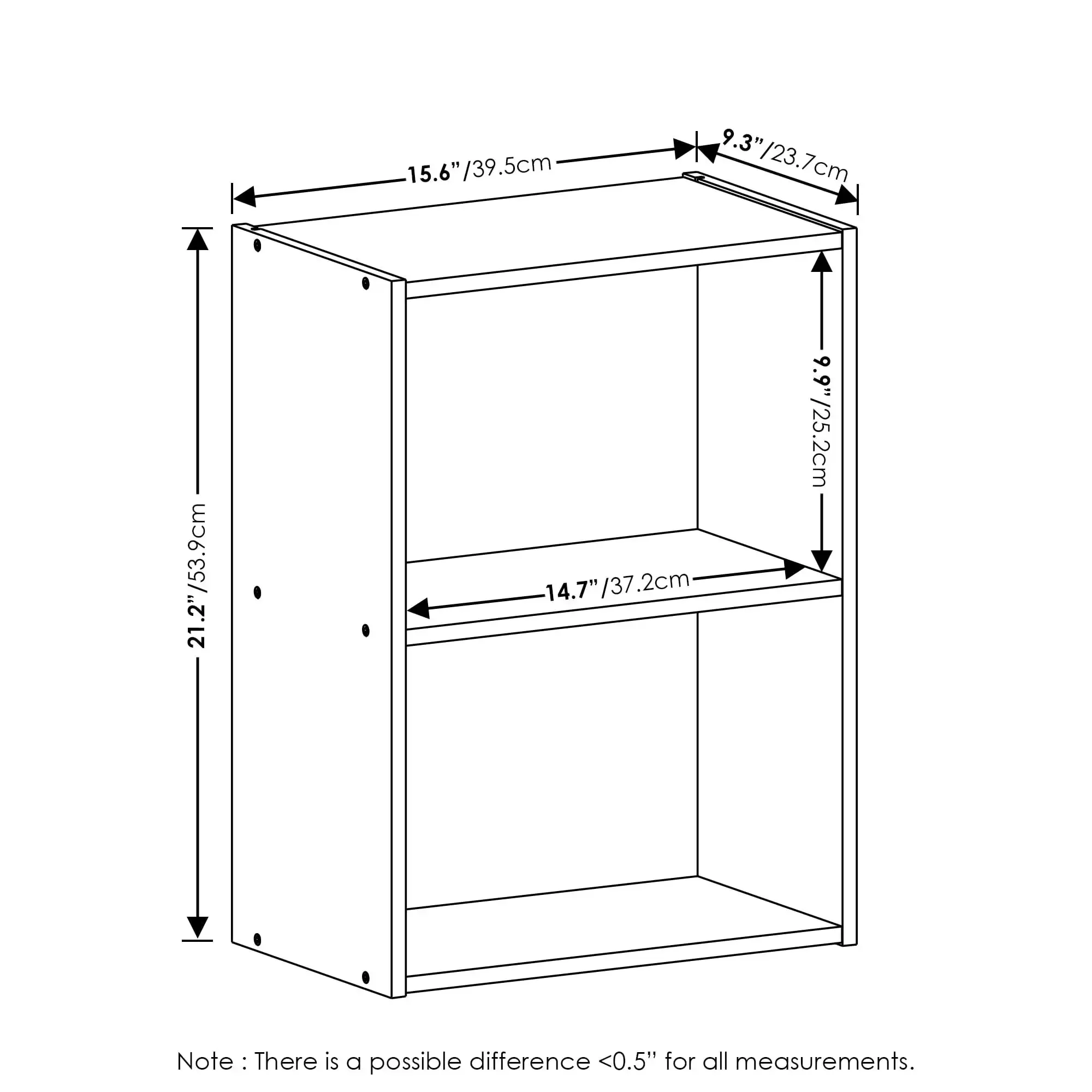 Furinno Luder 2-Tier Open Shelf Bookcase, Blackwood