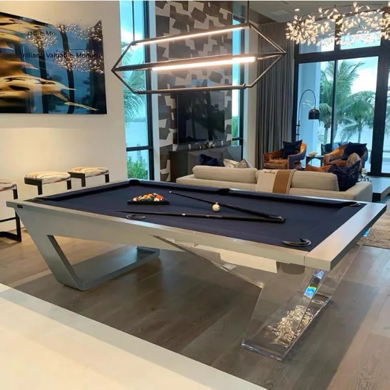 Luxury standard pool table Solid wood high-end nine-ball table Commercial design acrylic pool table Chinese black eight