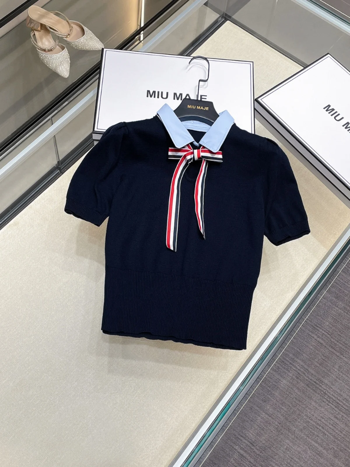 

Ele ort Sve Вязаный топ для женщин с узлом Color Blo Slim Fit Summer Faion Briti Sle