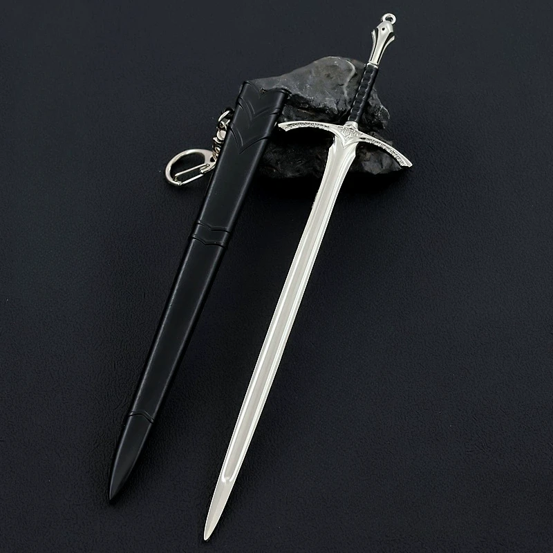 22CM Glamdring Aragorn Narthil Sword Elves Anduril Middle-earth Weapon Metal Model Sword Keychain Ornaments Gifts Safe Boy Toys