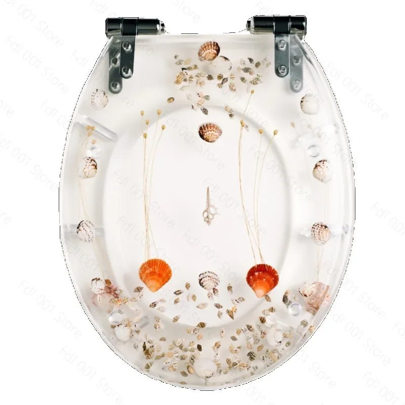 Thick Transparent Resin Toilet Seat UVO Shape Slow Close Quiet Buffer Cover for Universal Toilet Fitting