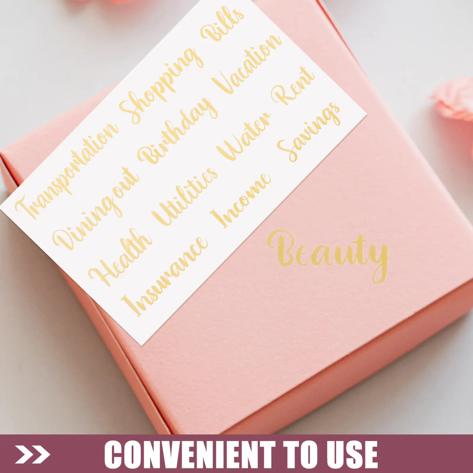 

10 Sheets Letter Label Stickers Gold Multi-Function Budget Labels for Cash Envelope Classification Planner Organization Home Use