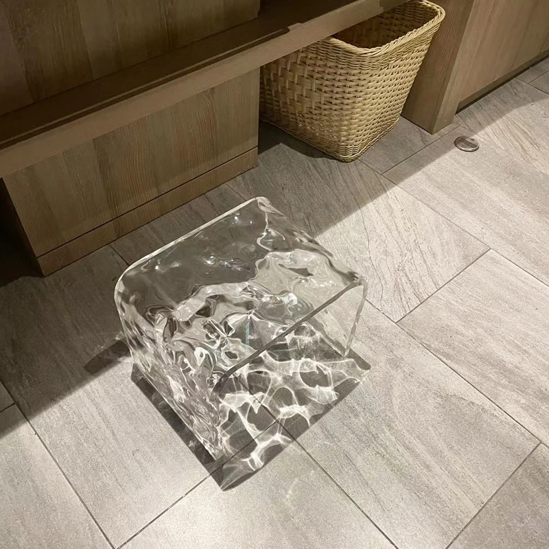Water corrugated acrylic small stool low  household dressing stool transparent bathroom