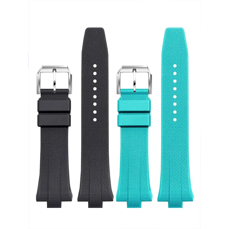 Fluororubber watch strap 9mm special wristband with convex mouth stainless steel watch buckle for Citizen NJ0150 NJ0151ME