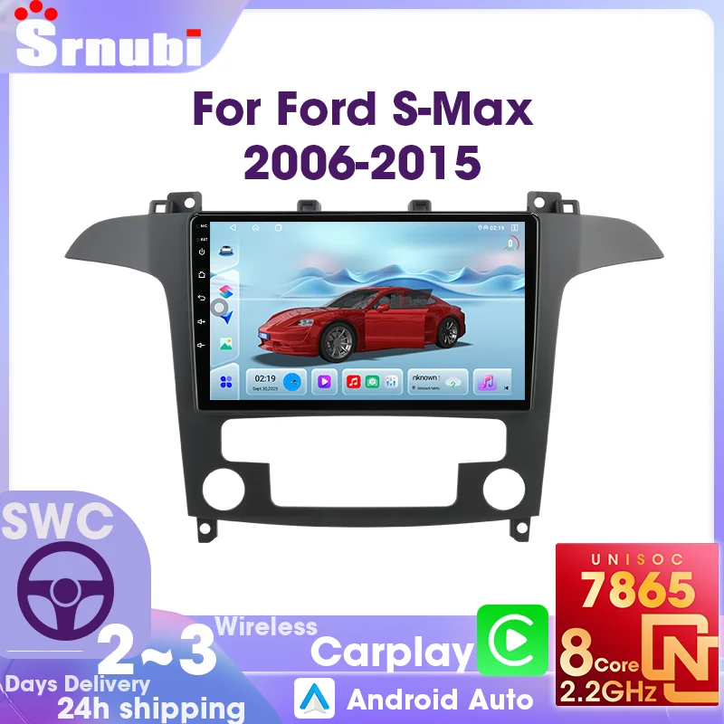 Autoradio pour Ford S-Max Mk1 2006-2015, lecteur vidéo multimédia sans fil Carplay Android Auto, navigation GPS UIS7865, 8 cœurs, 4G, WIFI, DSP, Bluetooth 5.4, ventilateur de refroidissement intégré
