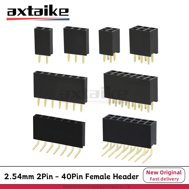 

20PCS 2.54mm Pin Header Female Header PCB Connector 2P 3P 4P 5P 6P 7P 8P 9P 10P 12P 14P 15P 16P 20P 40Pin Single Double Row JST