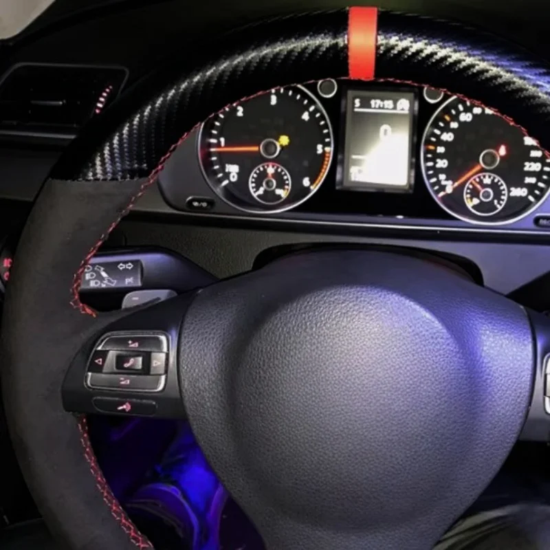 Carbon Fibre Leather Non-Slip Car Steering Wheel Cover Accessories For Volkswagen VW Golf Tiguan Passat B7 Passat CC Touran