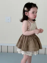 Faldas de encaje para niña pequeña, faldas de princesa versátiles y sólidas, ropa de algodón para niña pequeña, falda de burbujas 2024