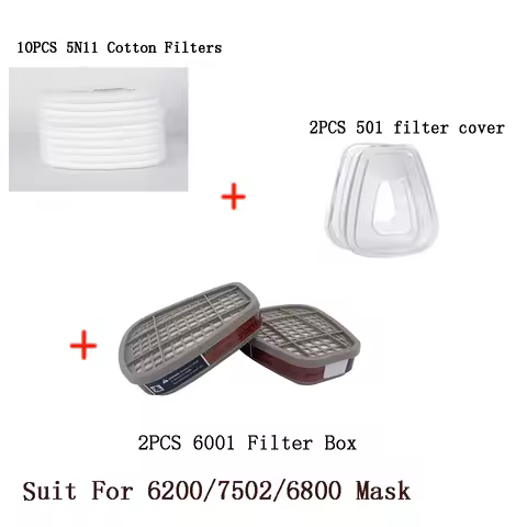 Accessory 6001 Cartridge Box 5N11 Cotton Filters Set For 3m 6200/7502/6800 Dust Gas Masks Chemical Painting Spraying Respirator