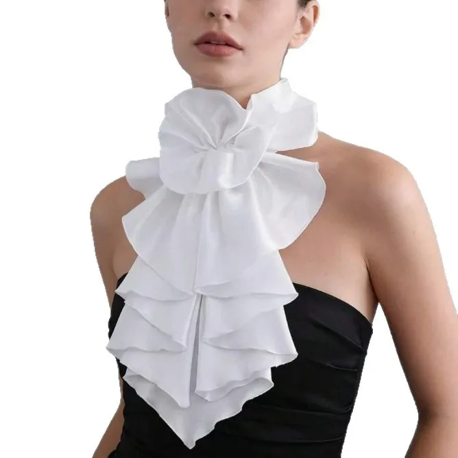 Victorian Courtly Drape Collar Necktie Scarf Cosplay Event Costume Accessory Jabot Faux Collar For Stage Business Event 1